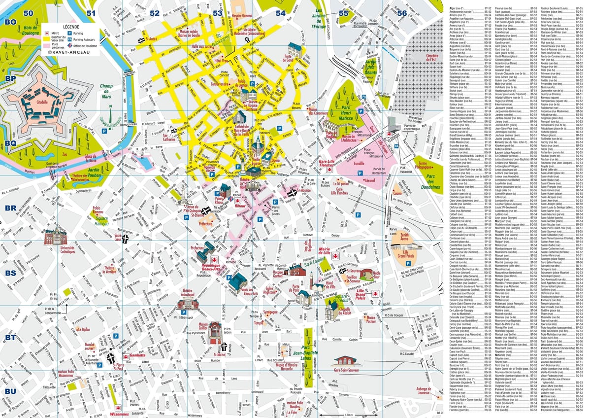 la carte de Lille centre la rue