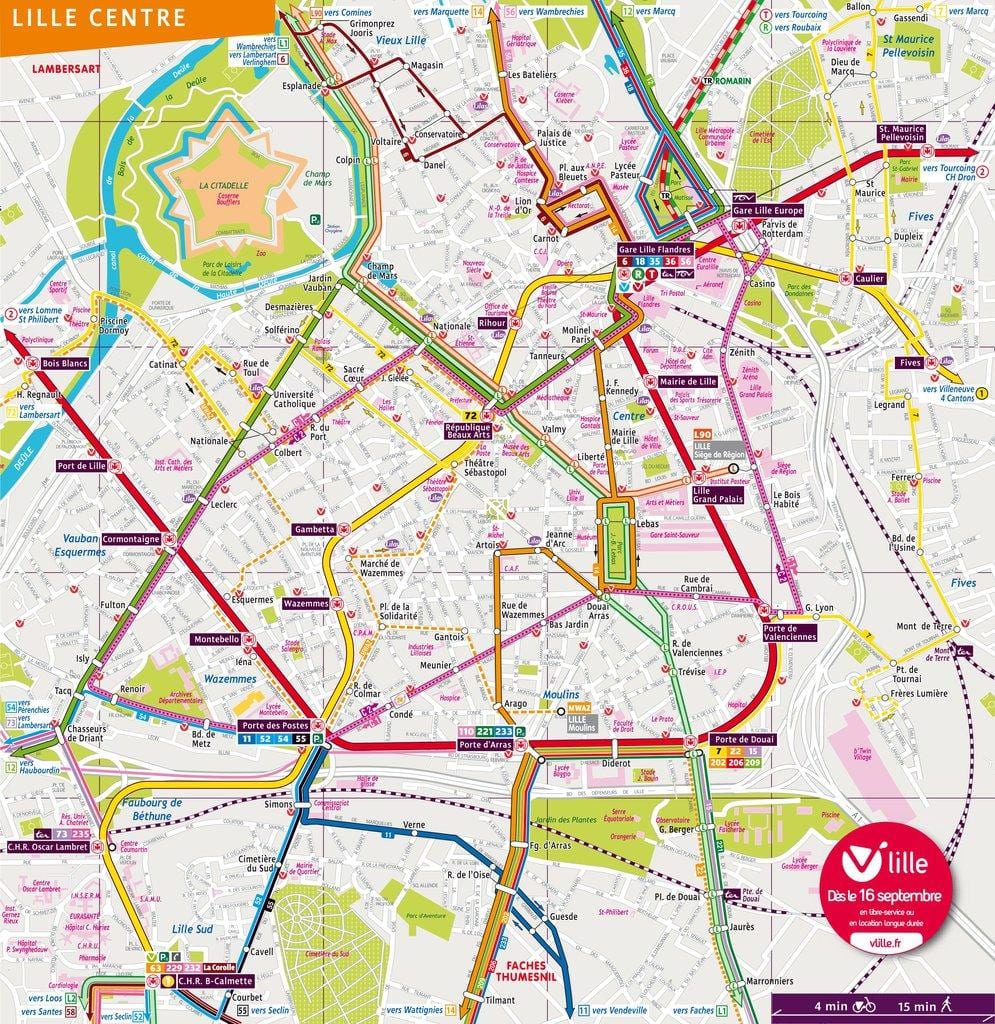 la carte de Lille bus