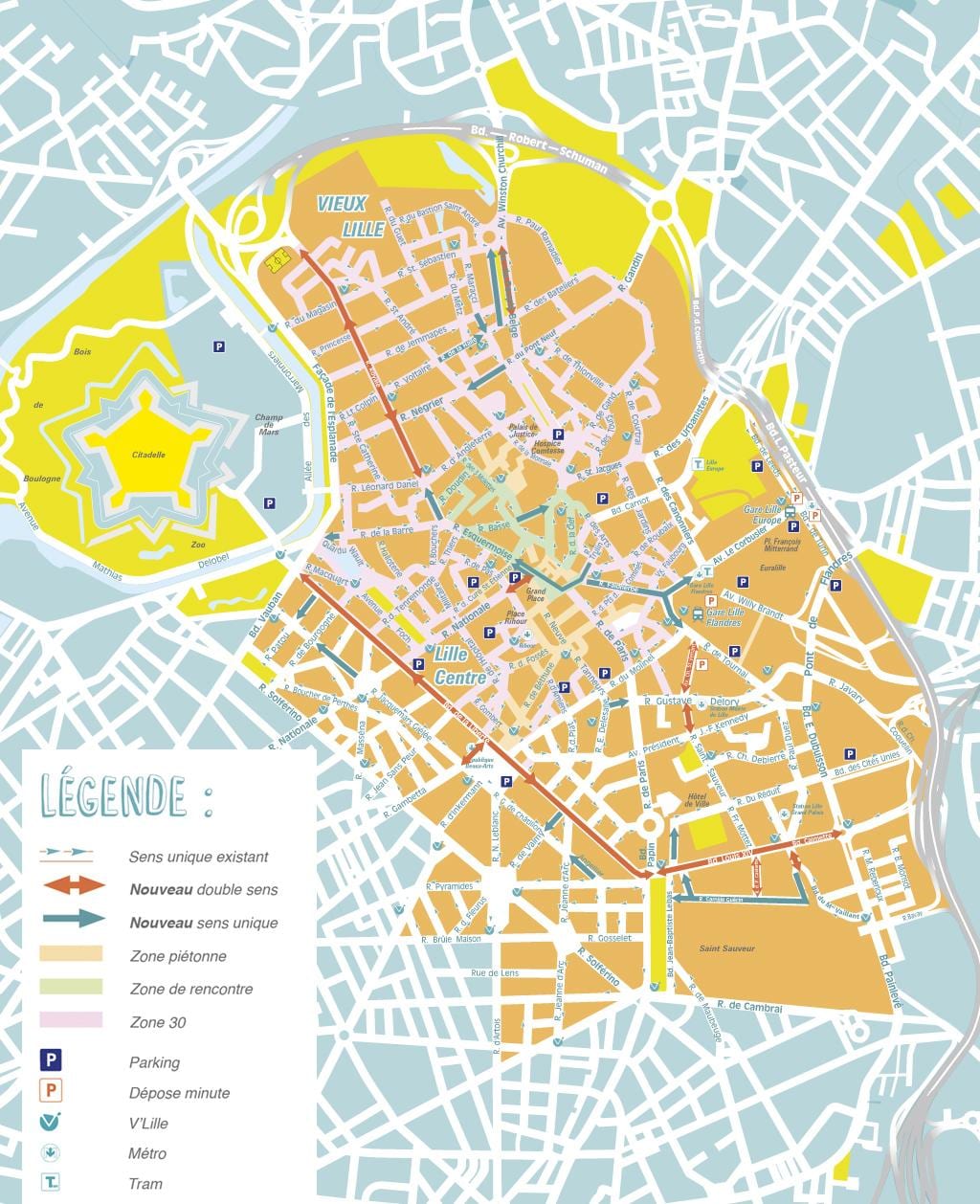 la carte de Lille