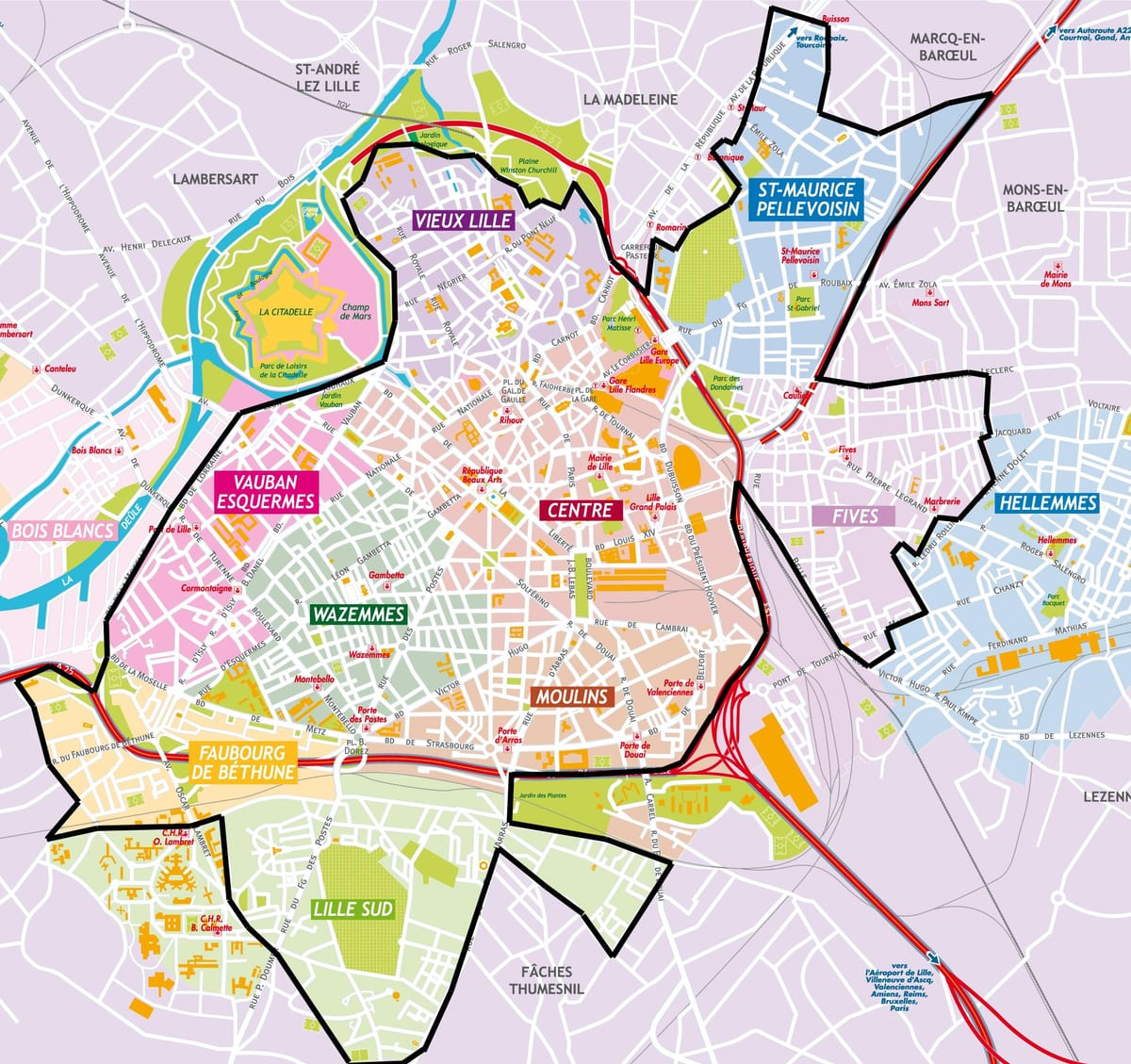 carte de la banlieue de Lille