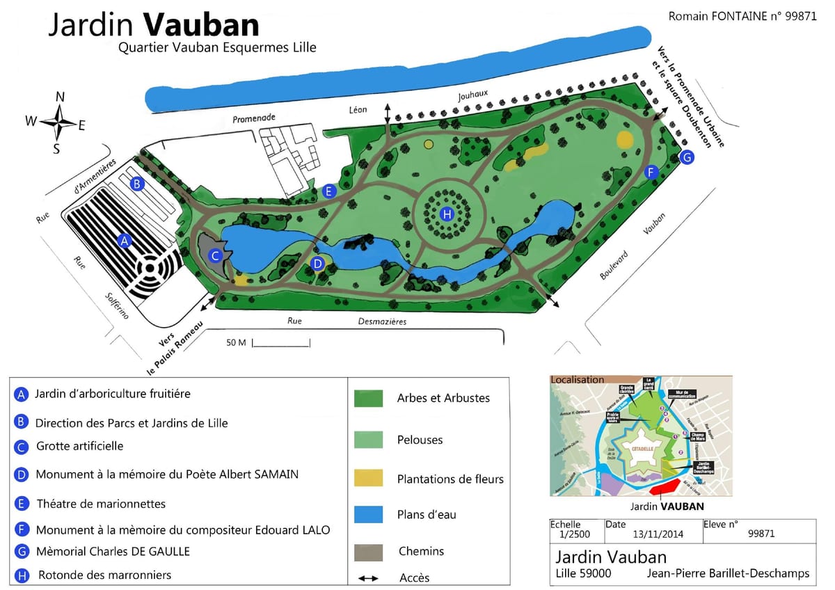 la carte de Lille, jardin