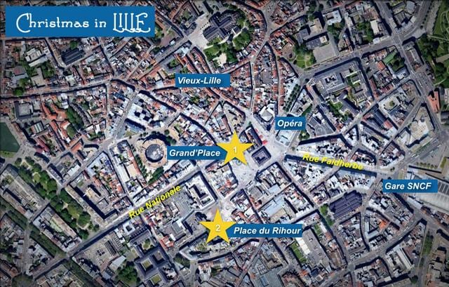la carte de Lille de marché de noël