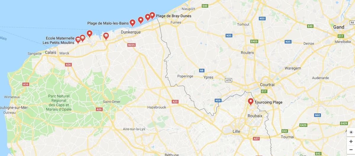 la carte de Lille plage