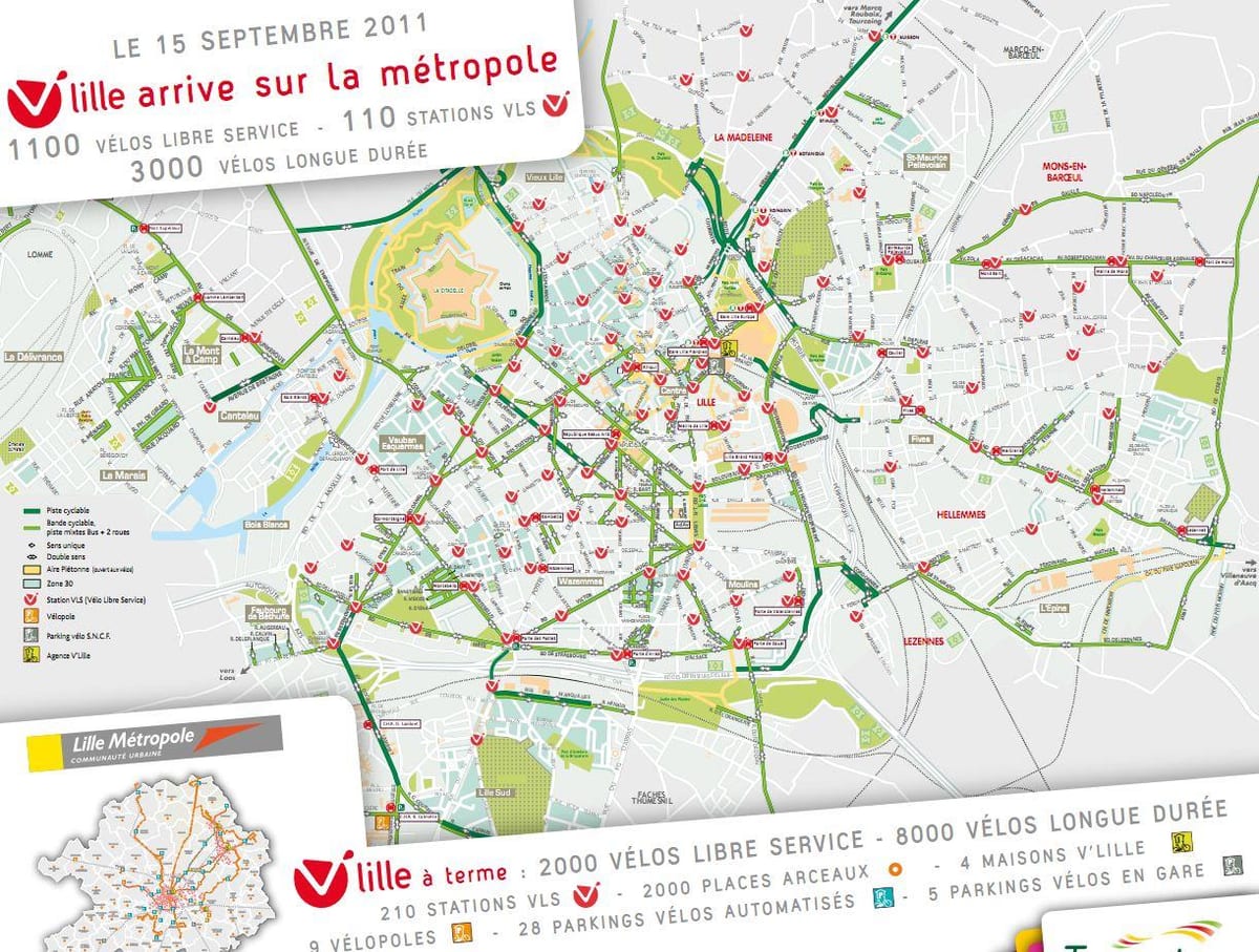 la carte de Lille vélo