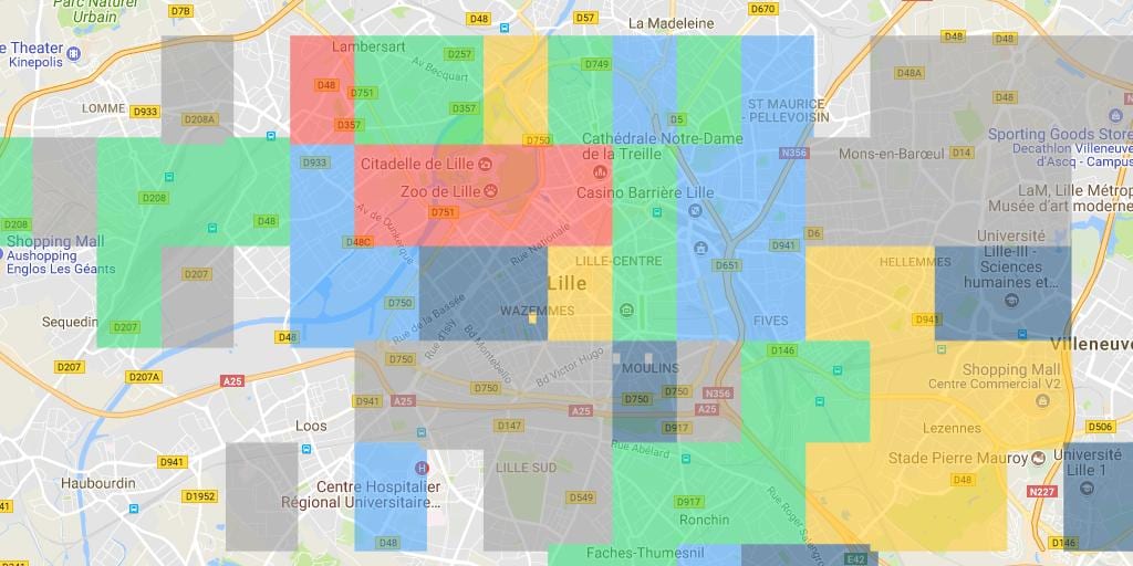 la carte de Lille quartier